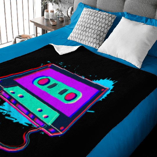 80s Music Cassette Tape : 3D, Neon, 80s songs Baby Blankets