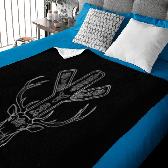 Algiz Rune and Deer in Silver Baby Blankets