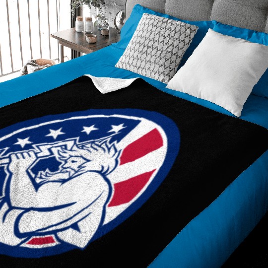 Zeus With Thunderbolt USA Flag Icon Baby Blankets