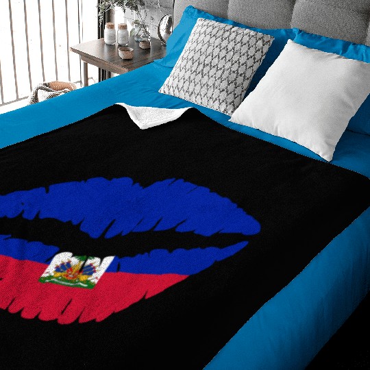 Haiti Kiss Flag Club Soccer Gift Idea Birthday Baby Blankets