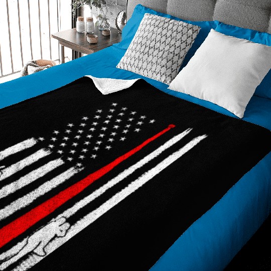 Baseball Pitcher Batter American Flag 4th of July Baby Blankets