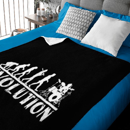 Drummer Evolution Funny Music humor Drums Baby Blankets Drum