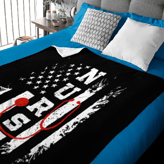 Patriotic Nurse US flag Stethoscope - Nurse Gift Baby Blankets