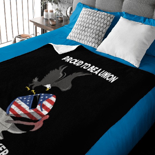 UNION STEEL WORKER USA GIFT FUNNY DAD EAGLE HAMMER Baby Blankets