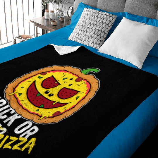Trick or Treat Pizza Face - Halloween Pizza Party Baby Blankets