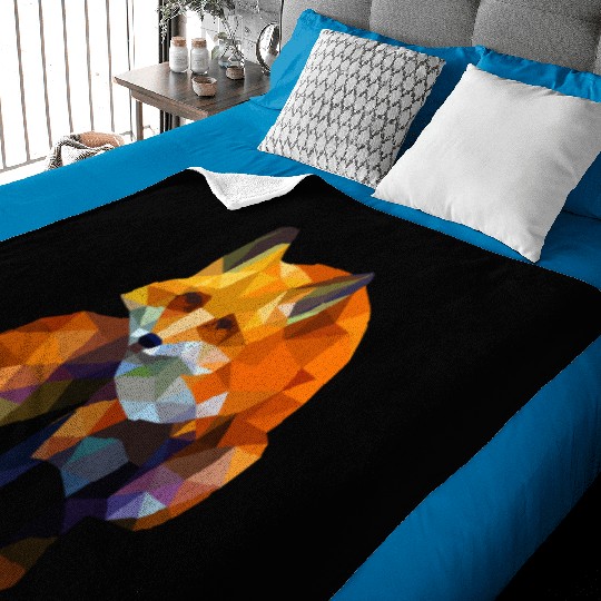 Geometric Nature Fox Baby Blankets