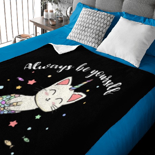 Cat Mermaid Unicorn Always Be Yourself Baby Blankets