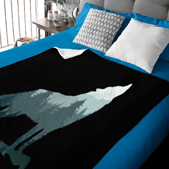 Lone Wolf Survives The Mountain Silhouette Art Baby Blankets
