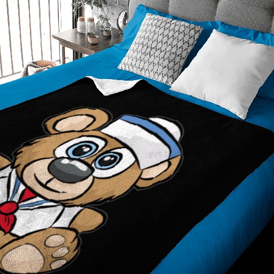SAILOR TEDDY BEAR captain crew sail boat nautical Baby Blankets