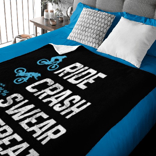 Mountain Bike - Ride Crash Swear Repeat Baby Blankets