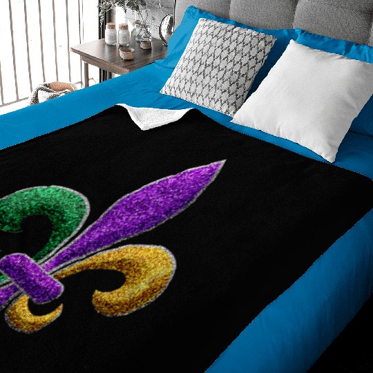 Mardi Gras New Orleans SaintsFleur De Lis Bling Baby Blankets