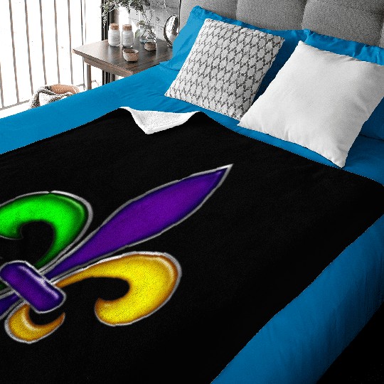 Fleur De Lis Mardi Gras Glossy Lily Baby Blankets