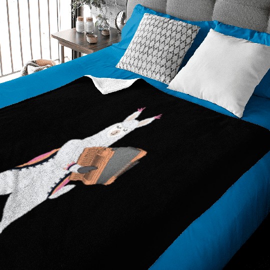 Cute Alpaca Llama Playing Accordion Musician Gift Baby Blankets