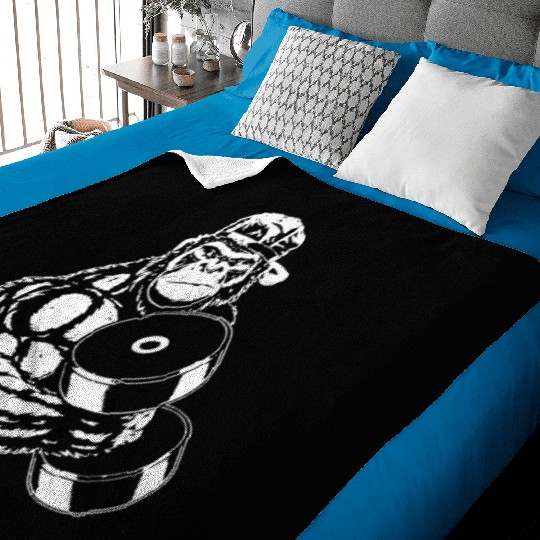 Weightlifting Gorilla Fitness Gorillas Lift Gym Baby Blankets