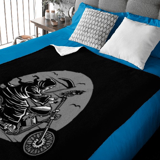 Death Motorcycle Death Grim Reaper Crow Gift Idea Baby Blankets