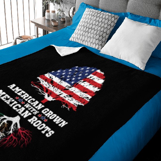 Mexican American Gift American Grown Mexico Roots Baby Blankets