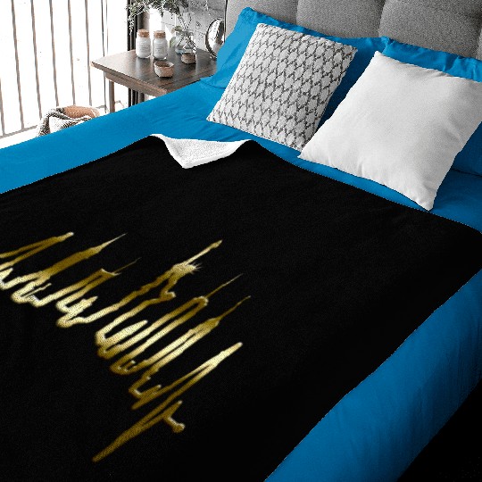 New York City Heartbeat Manhattan Skyline USA Gold Baby Blankets