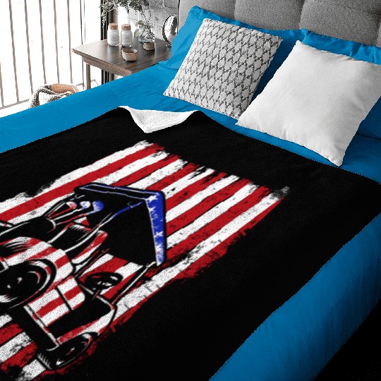 Funny Patriotic Golf Wear USA Flag Golf Cart Baby Blankets