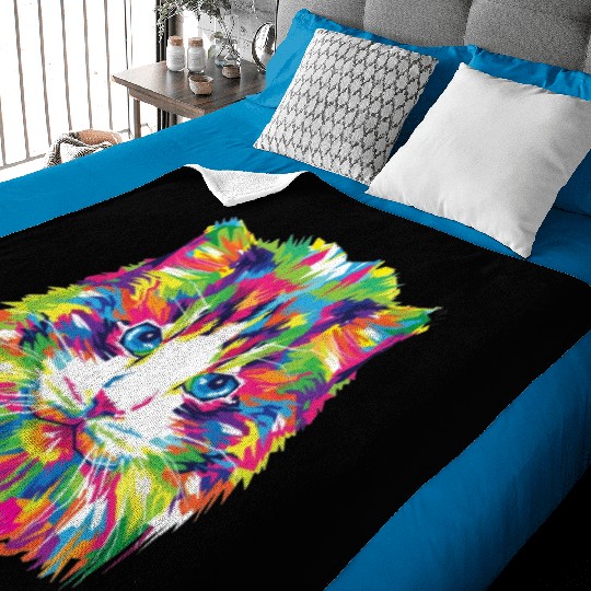 Psychedelic Colorful Cat Abstract Kitten Bright Baby Blankets
