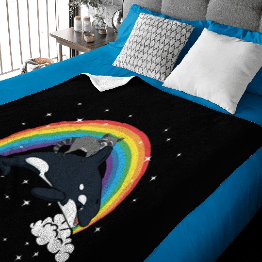 Raccoon Trash Panda Funny Orca Killer Whale Gift Baby Blankets
