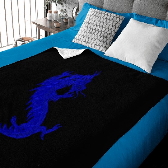 Blue China Dragon Graphic Baby Blankets