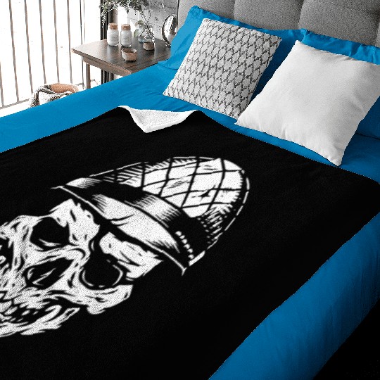 Skull with military helmet Baby Blankets
