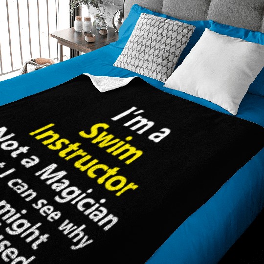 Funny Swim Instructor Teacher Coach Job Career Baby Blankets