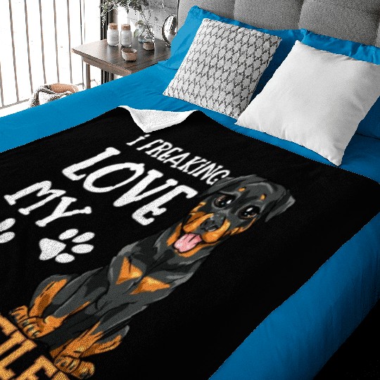 I Freaking Love My Rottweiler Dog Dogs Rotti Gift Baby Blankets