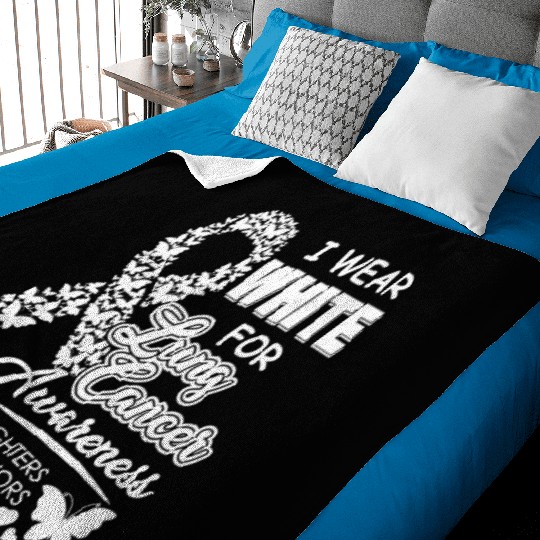 Men Women I Wear White For Lung Cancer Awareness Baby Blankets