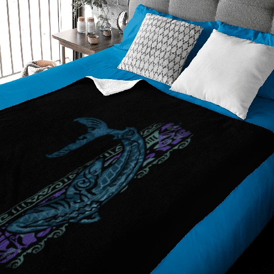 Vintage Hawaiian Tribal Shark Dive Baby Blankets