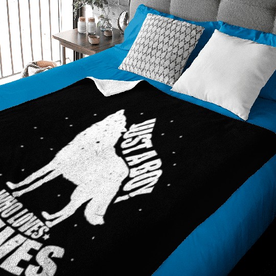 Just A Boy Who Loves Wolves Baby Blankets