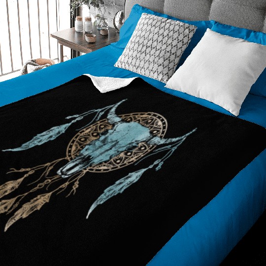 Womens Street Style Bull Skull Rodeo Baby Blankets