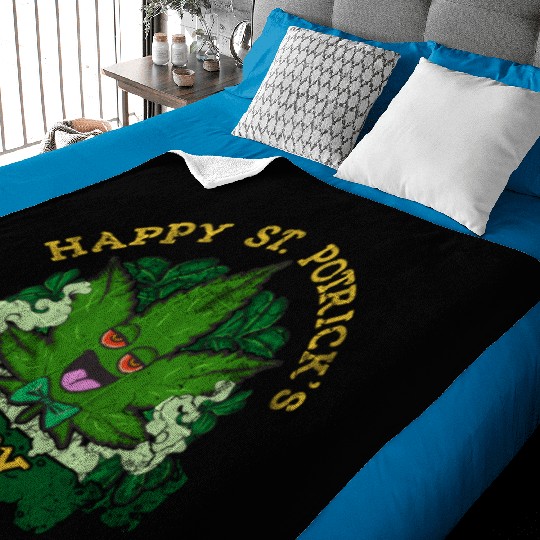 Marijuana St Potricks Day 420 Weed St Patricks Baby Blankets