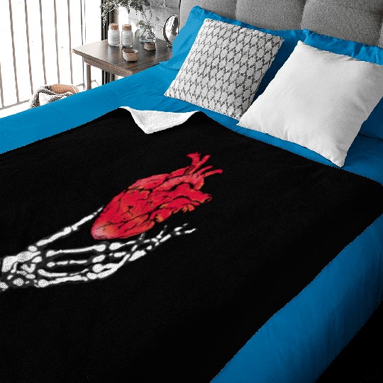 Skeleton hand and red heart Baby Blankets