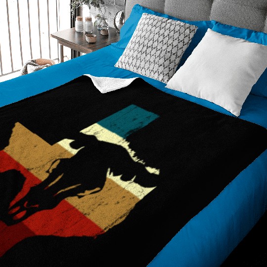 Vintage Texas State Longhorn Silhouette Cowboy Baby Blankets