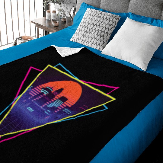 future city synthwave Baby Blankets