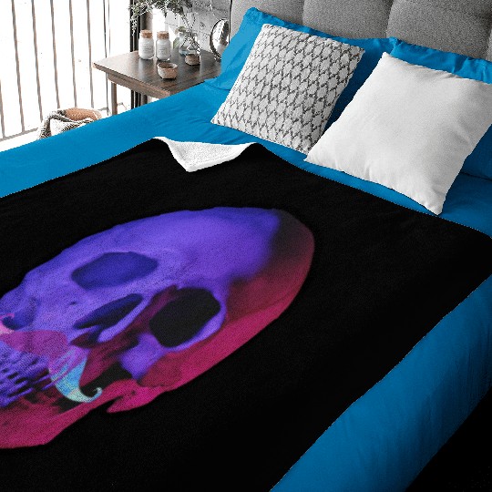 Neon Mustache Skull Baby Blankets
