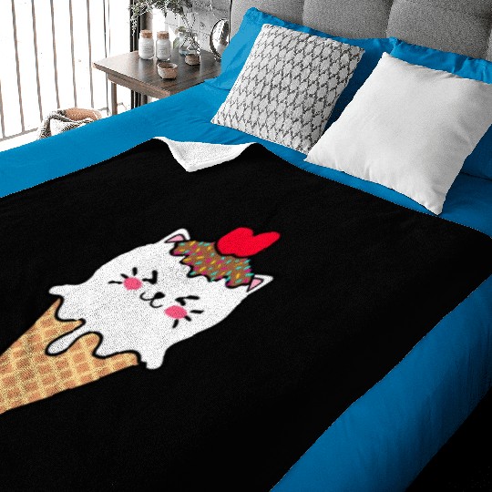 Cute funny sweet kitten ice cream cat cartoon Baby Blankets