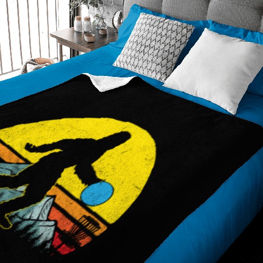 Bigfoot 70s 80s Inspired Sasquatch Lover Disc Golf Baby Blankets