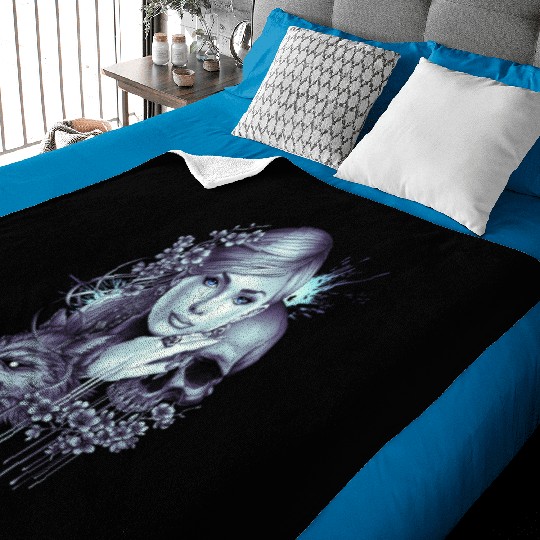 Wolf Skull Girl Tattoo Baby Blankets