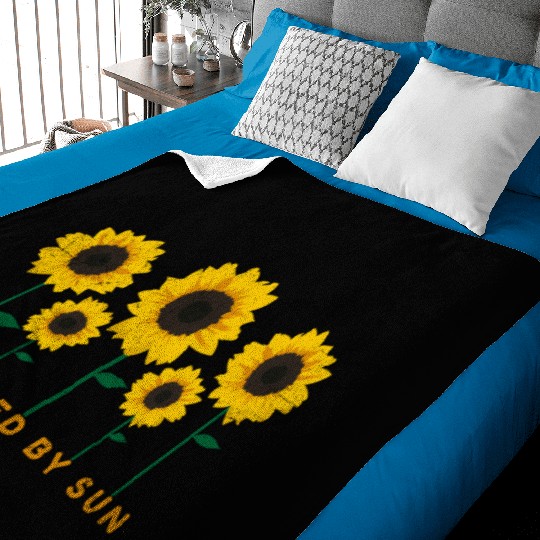 Sunflower Powered By Sun Summer Gift Idea Baby Blankets