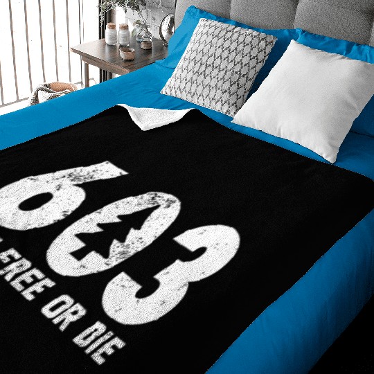 Live Free or Die 603 tree New Hampshire Baby Blankets