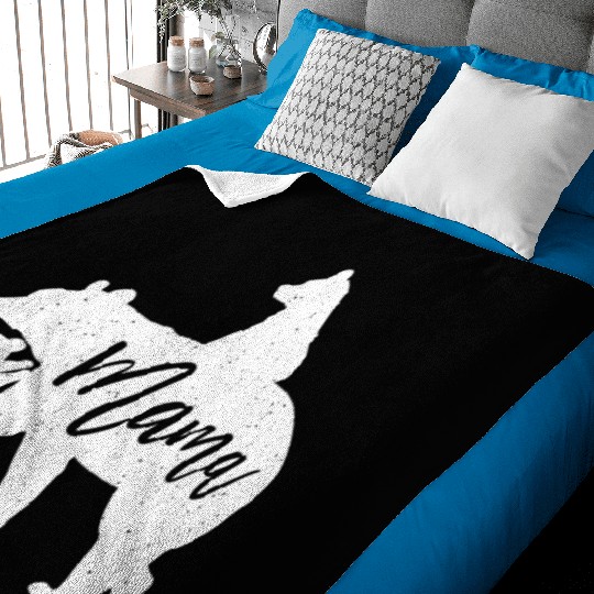 Mama Bear 2 Baby Bear Cubs Playing Riding on Back Baby Blankets