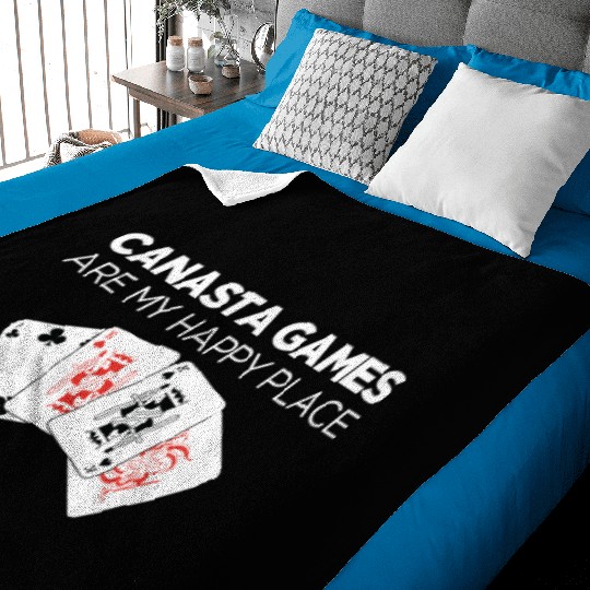 Happy Place Funny Card Playing Canasta graphic Baby Blankets