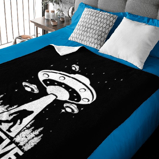 Alien Bigfoot UFO Abduction Sasquatch Gift Baby Blankets