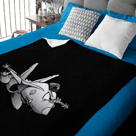 Military Fighter Attack Jet Airplane Cartoon Baby Blankets