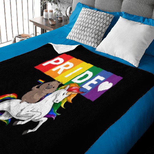 LGBT Gay Pride Wombat Riding Rainbow Unicorn Baby Blankets