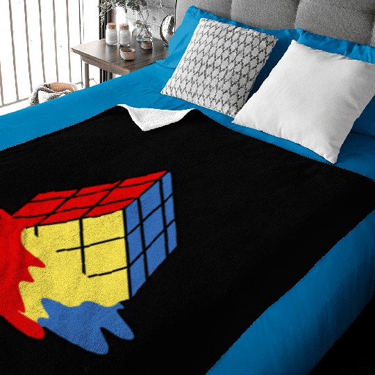 90s 80s Rocks VHS, Neon Rubic cube Cassette Tape Baby Blankets