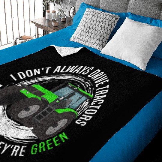 Green Tractor Baby Blankets