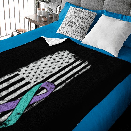 Suicide Prevention Awareness Ribbon - USA American Baby Blankets